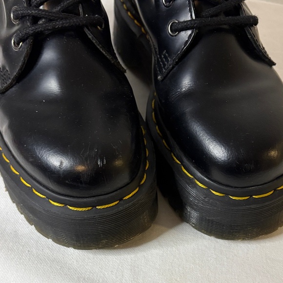 Dr. Martens Shiny Black Platform Combat Boots Sz 6 - Picture 5 of 13